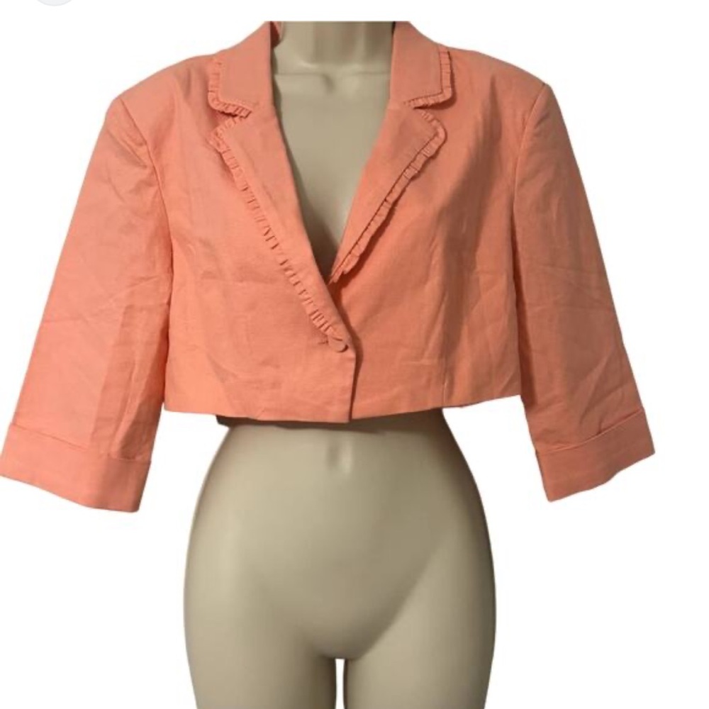 For Love & Lemons Peach Ruffled Blazer